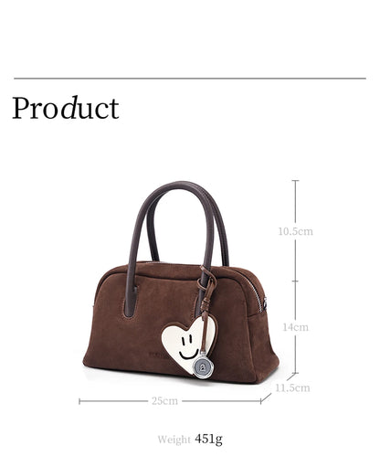 Split Leather Boston Handbag