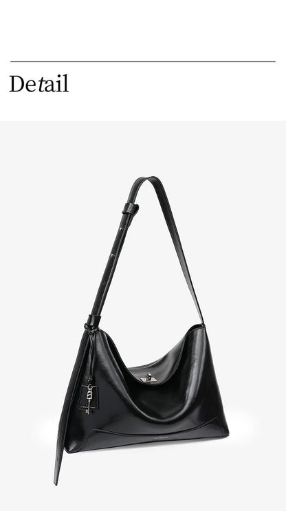 Split Leather Shoulder and Crossbody Tote Bag