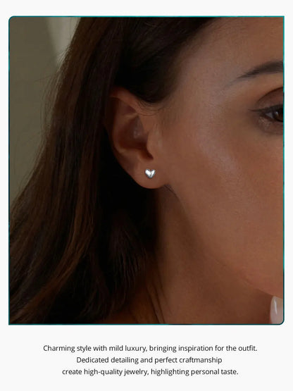Mini Heart Stud Earrings – 925 Sterling Silver, Platinum Plated
