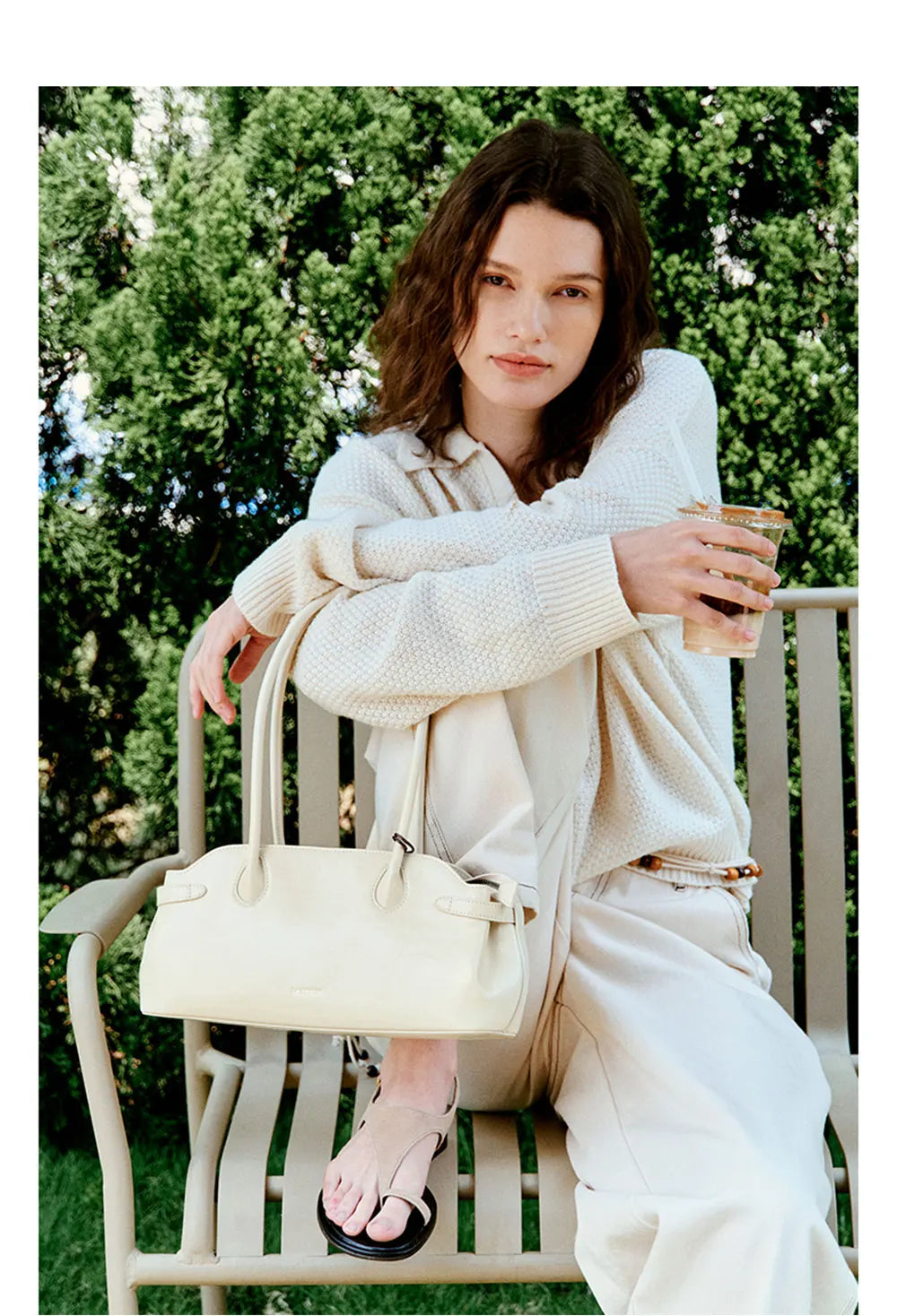 Genuine Leather Baguette Tote Bag