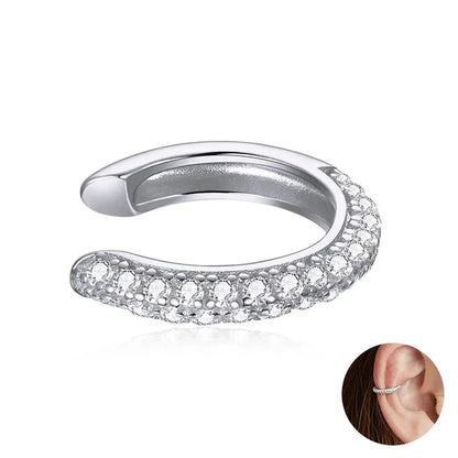 Sterling Silver Mono-earring with Zircon – Clip-On Geometric Style