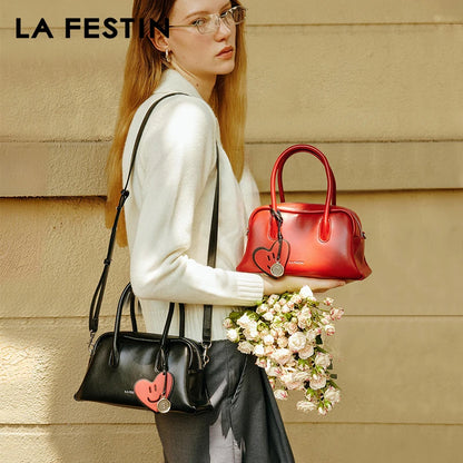 Soft Split Leather Small Tote Shoulder Bag