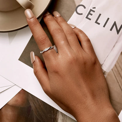 Elegant Twisted Zircon Eternity Ring – 925 Sterling Silver and 14K Gold Plated