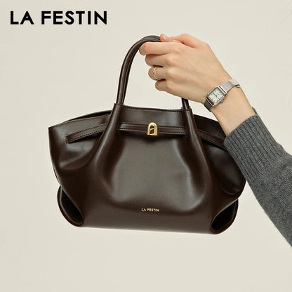 Split Leather Structured Tote Bag