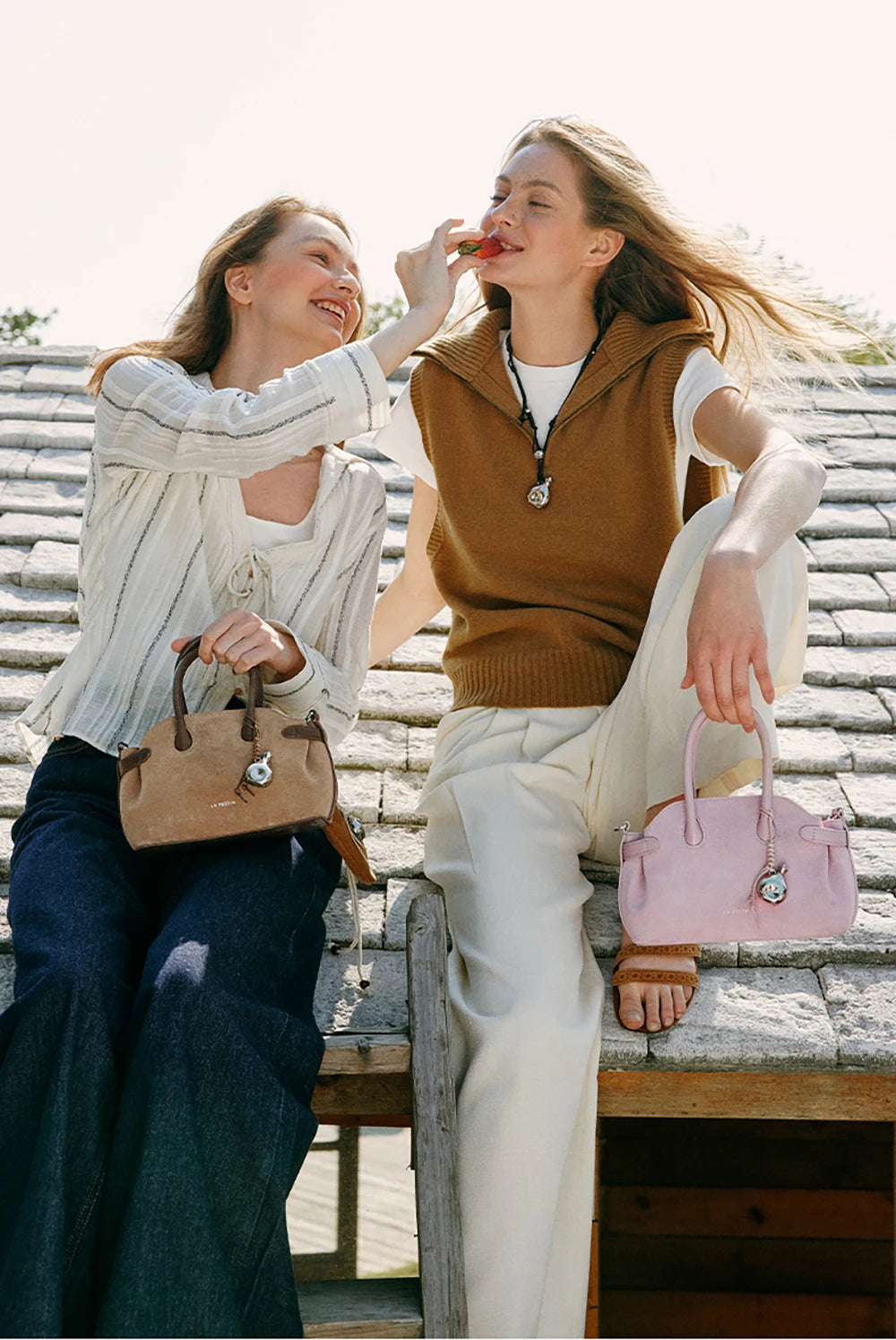 Split Leather Mini Bowling Tote