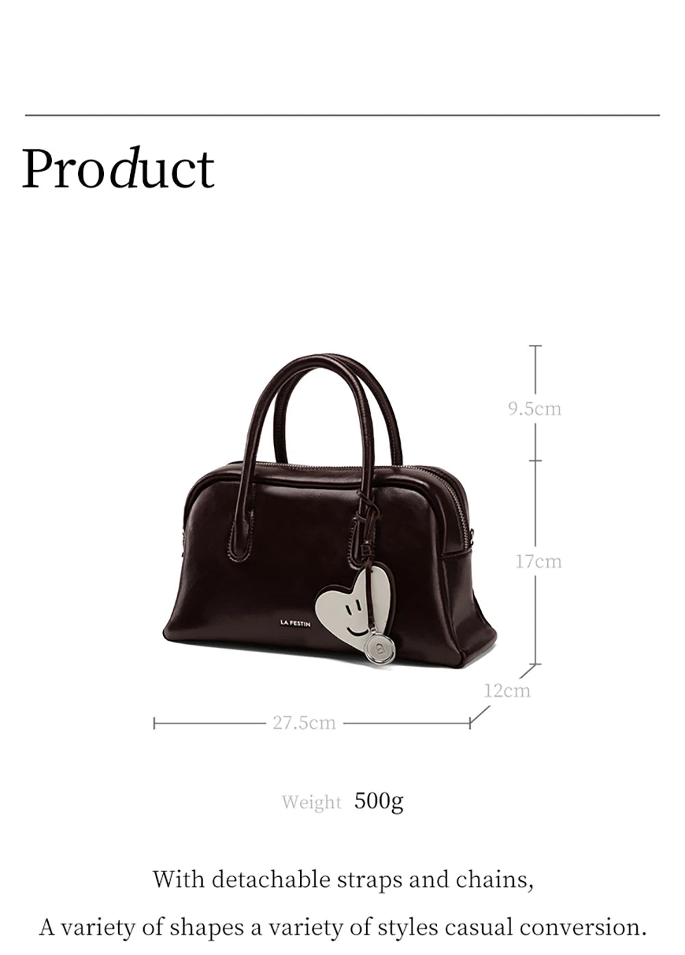 Split Leather Compact Shoulder and Crossbody Tote