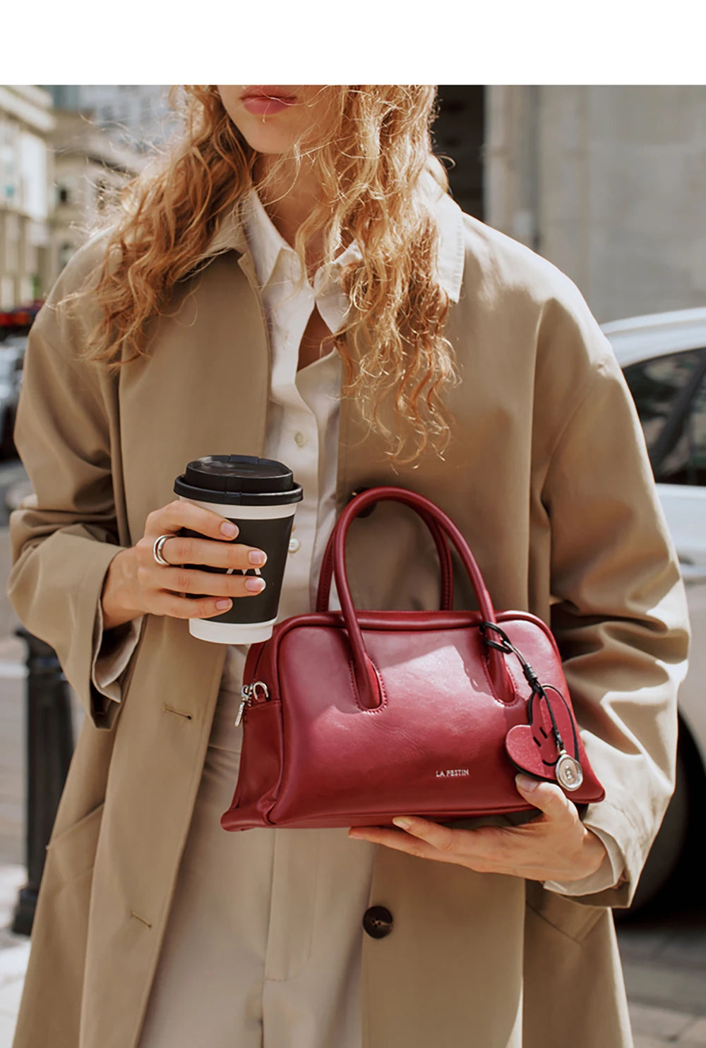 Split Leather Compact Shoulder and Crossbody Tote