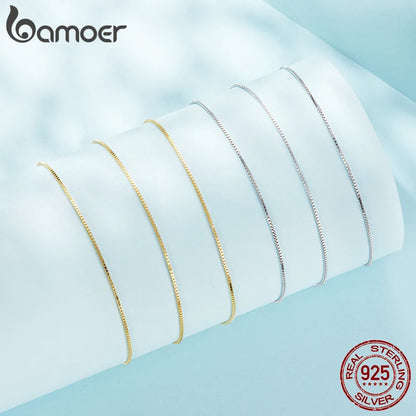 925 Sterling Silver Thin Chain Necklace – 0.8mm Link with Lobster Clasp