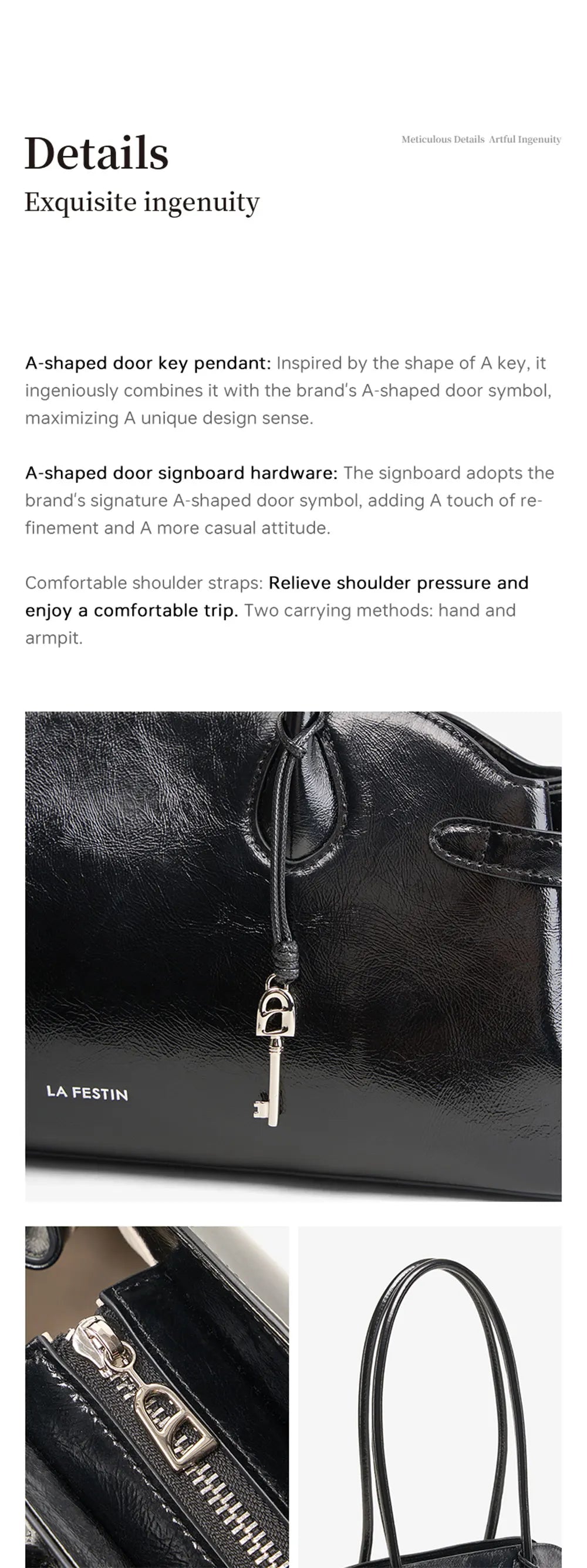 Genuine Leather Baguette Tote Bag