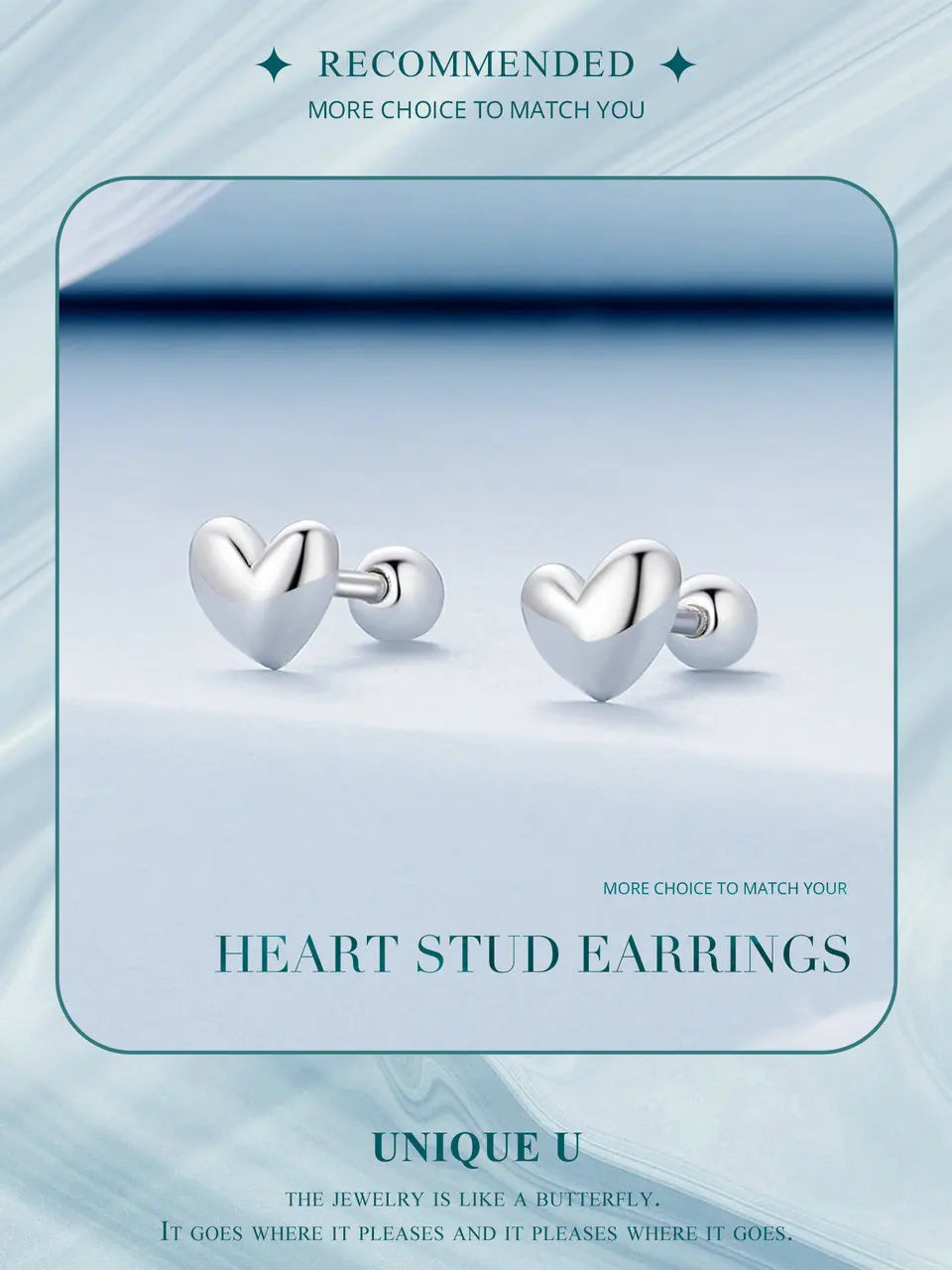 Mini Heart Stud Earrings – 925 Sterling Silver, Platinum Plated