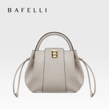 Soft Split Leather Bucket Bag – Casual Flap Shoulder Style