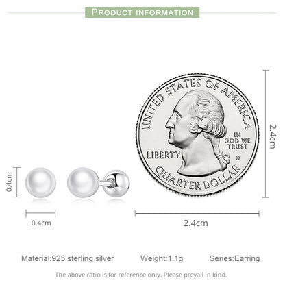 925 Sterling Silver Mini Ball Stud Earrings with Screw Back