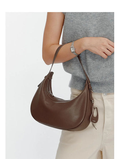 Genuine Leather Curved Tote Bag