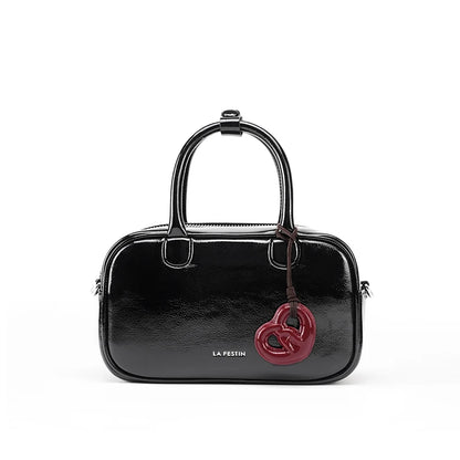 Genuine Leather Bowling Crossbody Bag