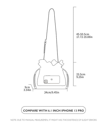 Genuine Leather Bucket Bag – Soft Casual with Open Pocket