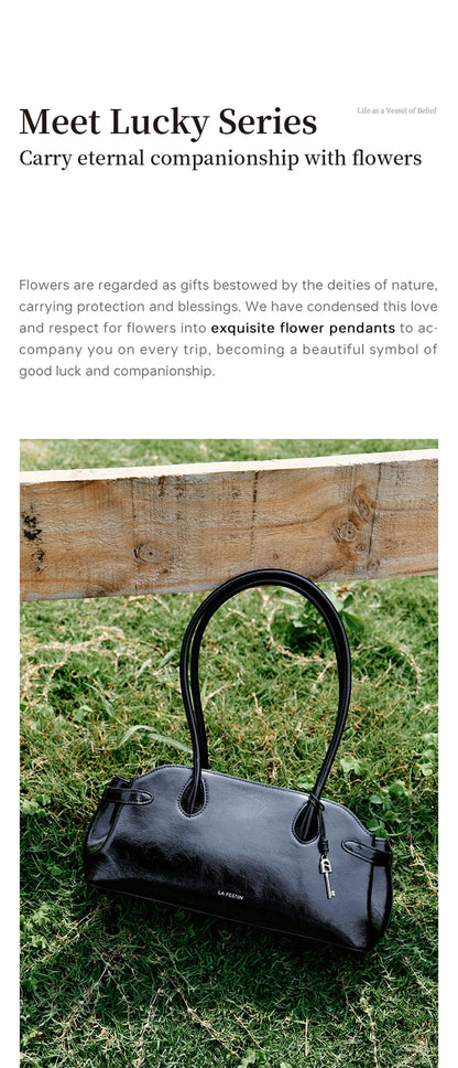 Genuine Leather Baguette Tote Bag