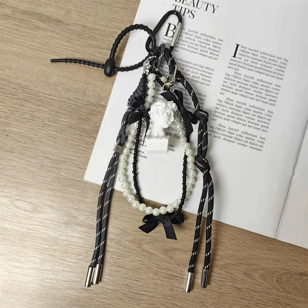 French Goatskin Leather Bag Charm Keychain