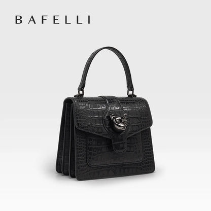 Genuine Leather Business Flap Bag – Animal Print with Lock