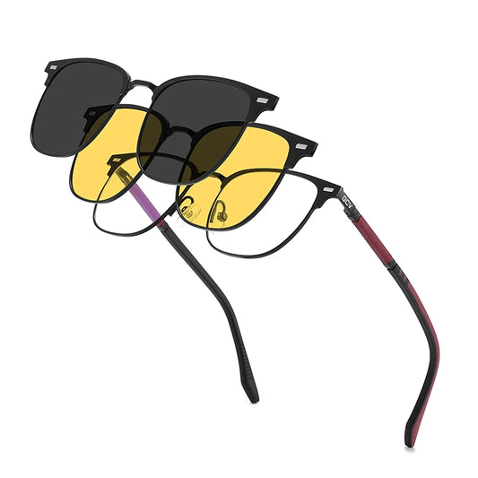3 in 1 Rectangle Polarized and Optical Sunglasses Set