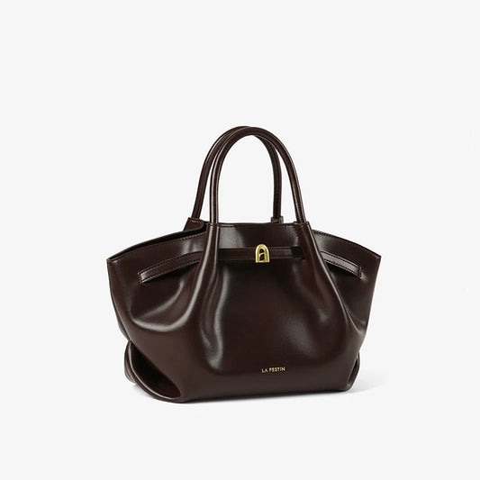 Split Leather Structured Tote Bag