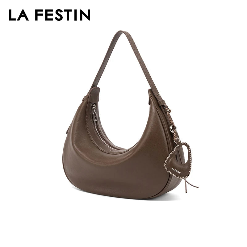 Genuine Leather Curved Tote Bag