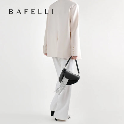 Genuine Leather Saddle Crossbody and Shoulder Bag – Tassel Flap Design