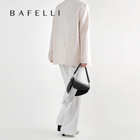 Genuine Leather Saddle Crossbody and Shoulder Bag – Tassel Flap Design
