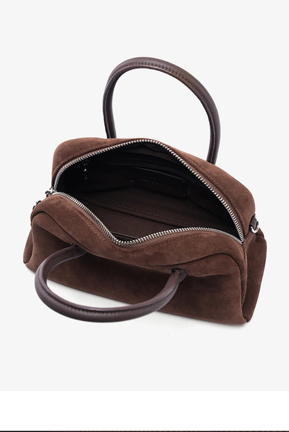 Split Leather Boston Handbag