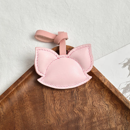 Handcrafted Goatskin Leather Pink Fox Bag Charm
