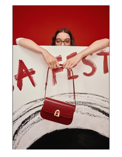 Split Leather Square Shoulder and Crossbody Bag