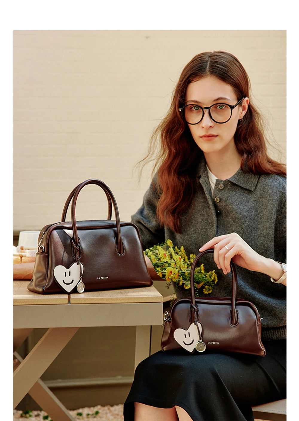 Soft Split Leather Small Tote Shoulder Bag