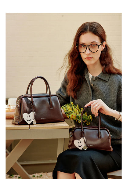 Soft Split Leather Small Tote Shoulder Bag