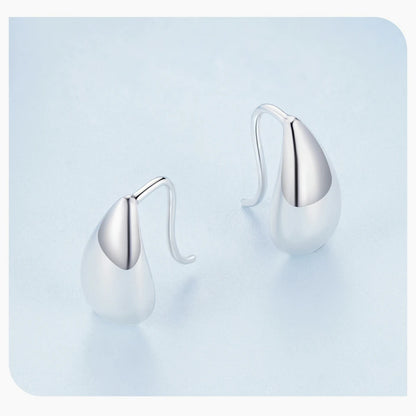 Glossy Waterdrop Stud Earrings – 925 Sterling Silver