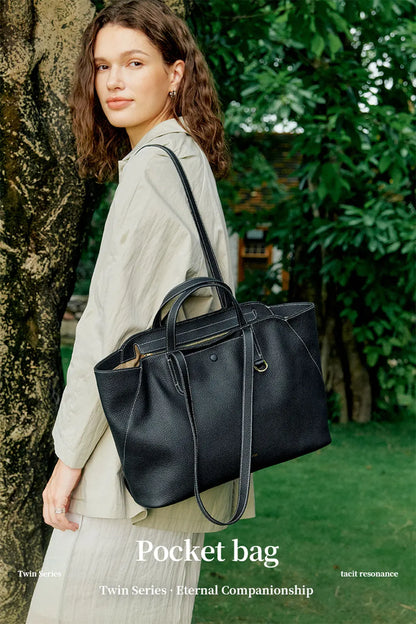 Genuine Leather Tote Shoulder Bag