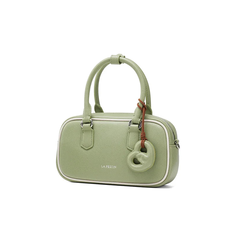 Split Leather Bowling Shoulder and Crossbody Tote