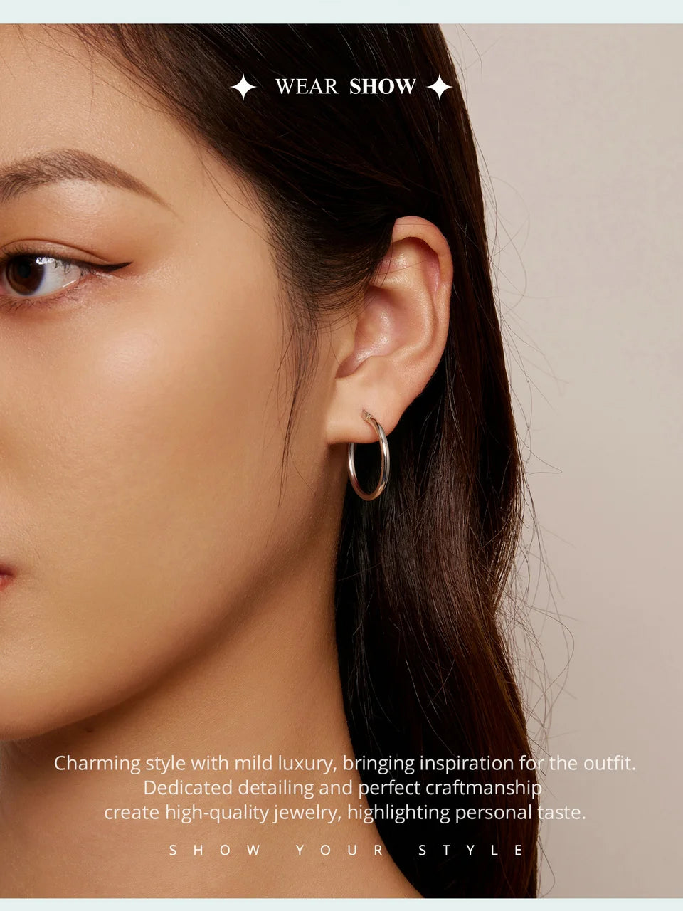 Hoop Earrings – 925 Sterling Silver, White Gold Plated