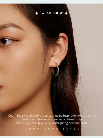 Hoop Earrings – 925 Sterling Silver, White Gold Plated