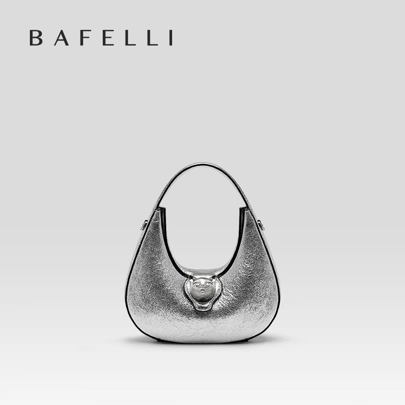 Genuine Leather Half Moon Tote – Soft Structure with Lock