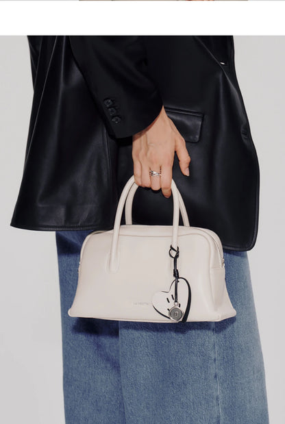 Split Leather Compact Shoulder and Crossbody Tote