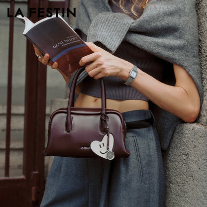 Soft Split Leather Small Tote Shoulder Bag