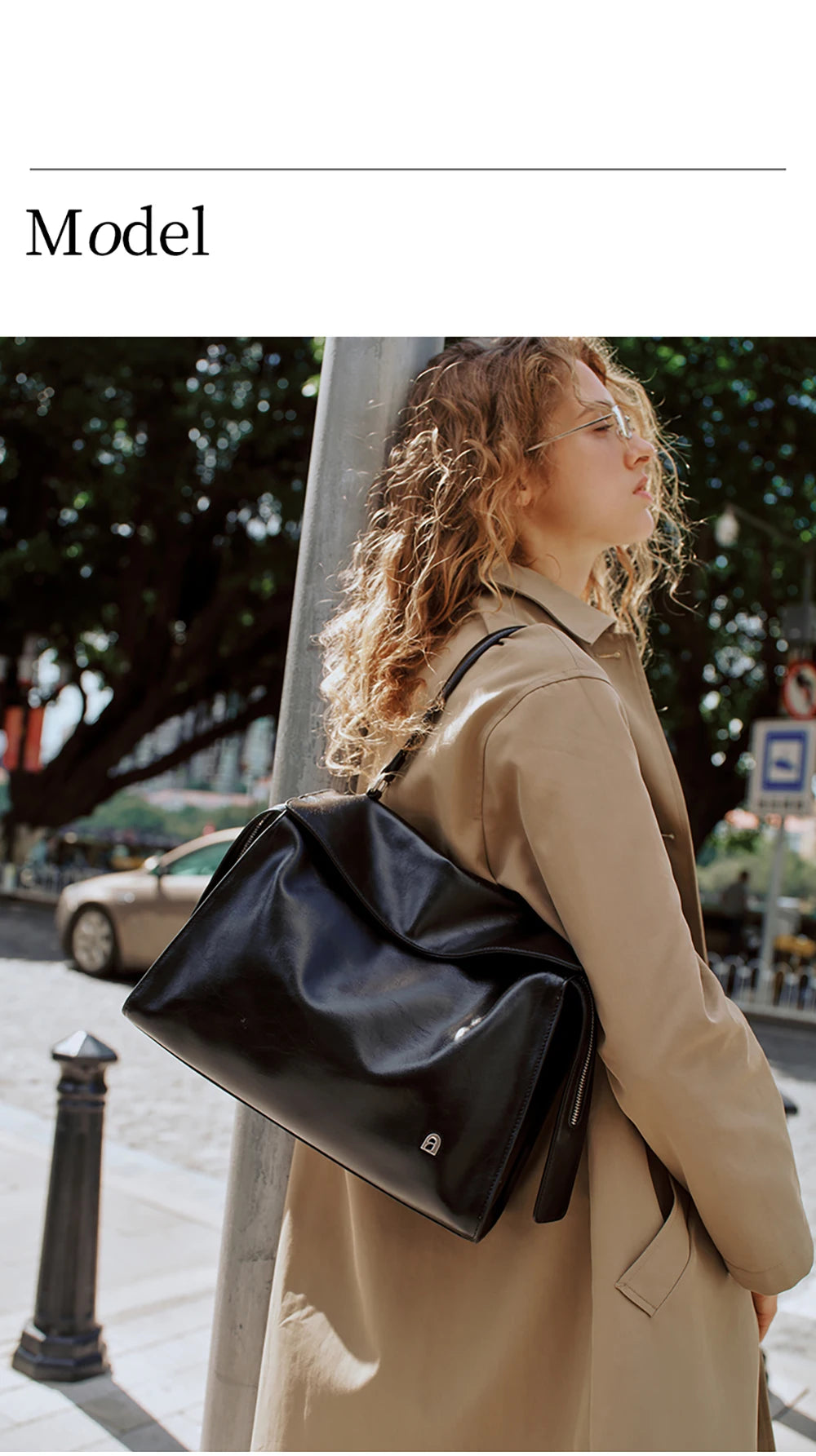 Genuine Leather Structured Tote Bag