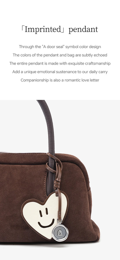 Split Leather Boston Handbag