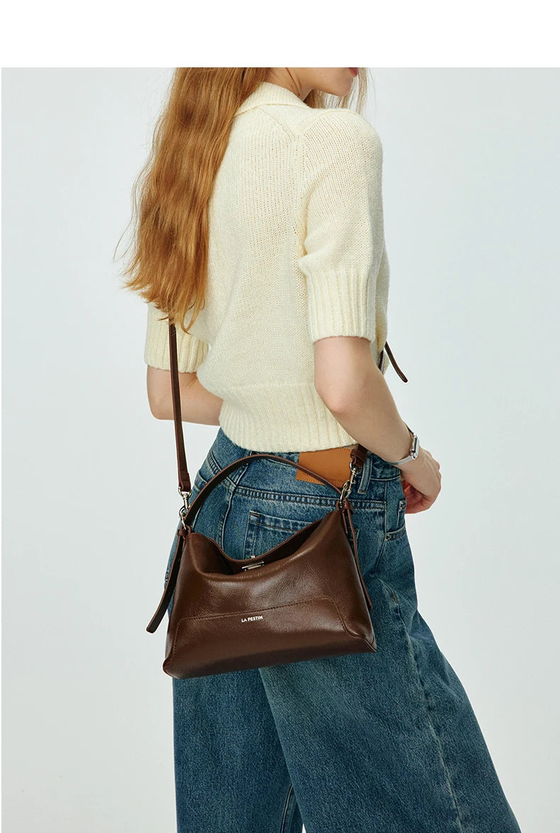 Split Leather Shoulder and Handbag Tote