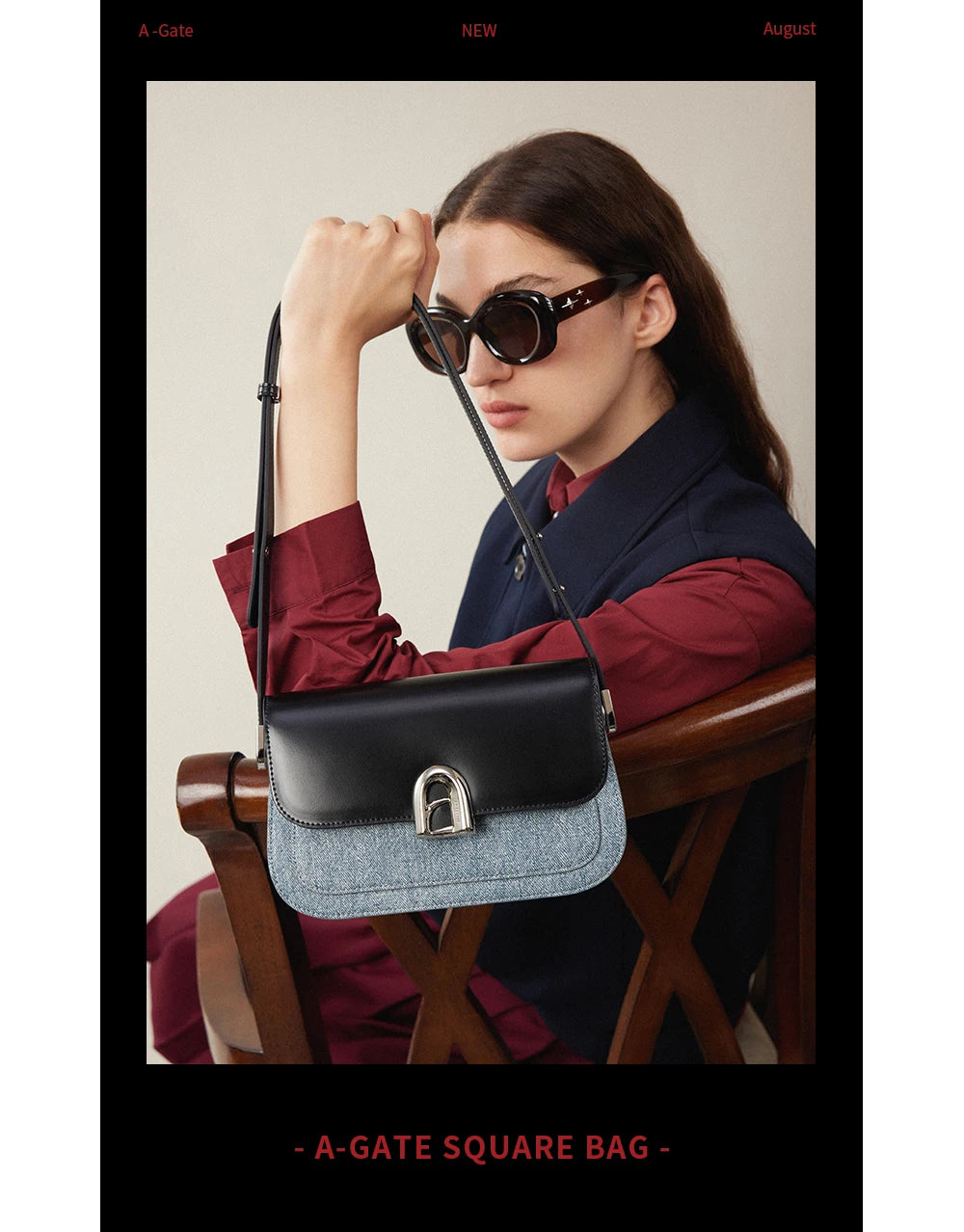 Split Leather Square Shoulder and Crossbody Bag