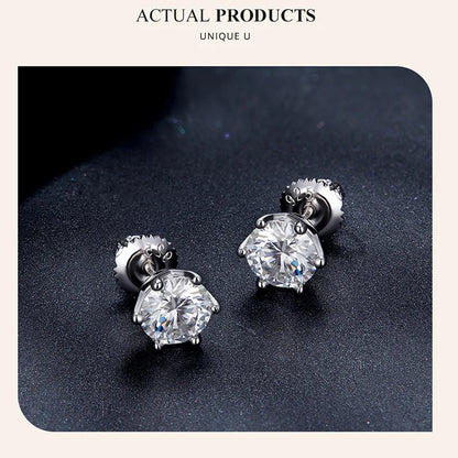 D Color Moissanite Stud Earrings – 925 Sterling Silver