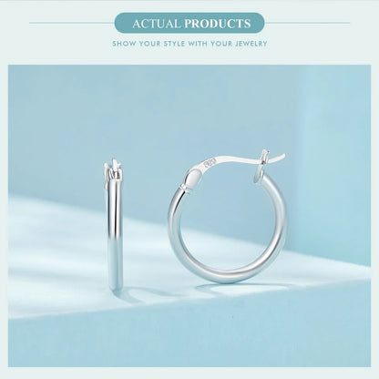Hoop Earrings – 925 Sterling Silver, White Gold Plated
