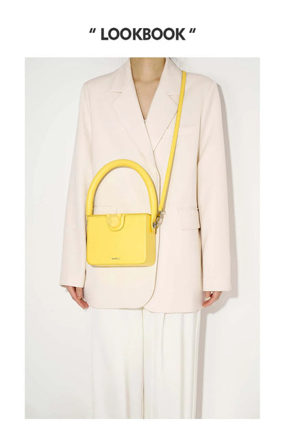 Boxy Genuine Leather Flap Bag – Cartoon Lock Design