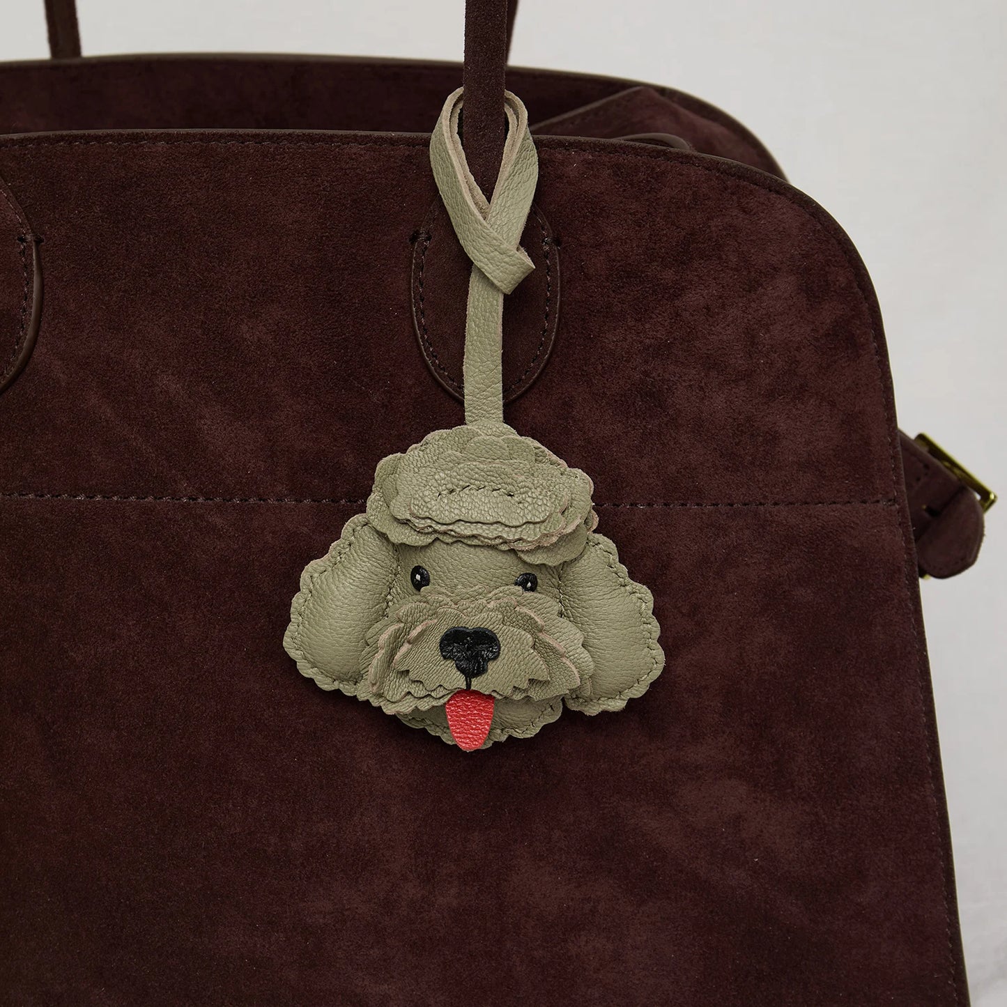 Schnauzer Leather Bag Charm Keychain