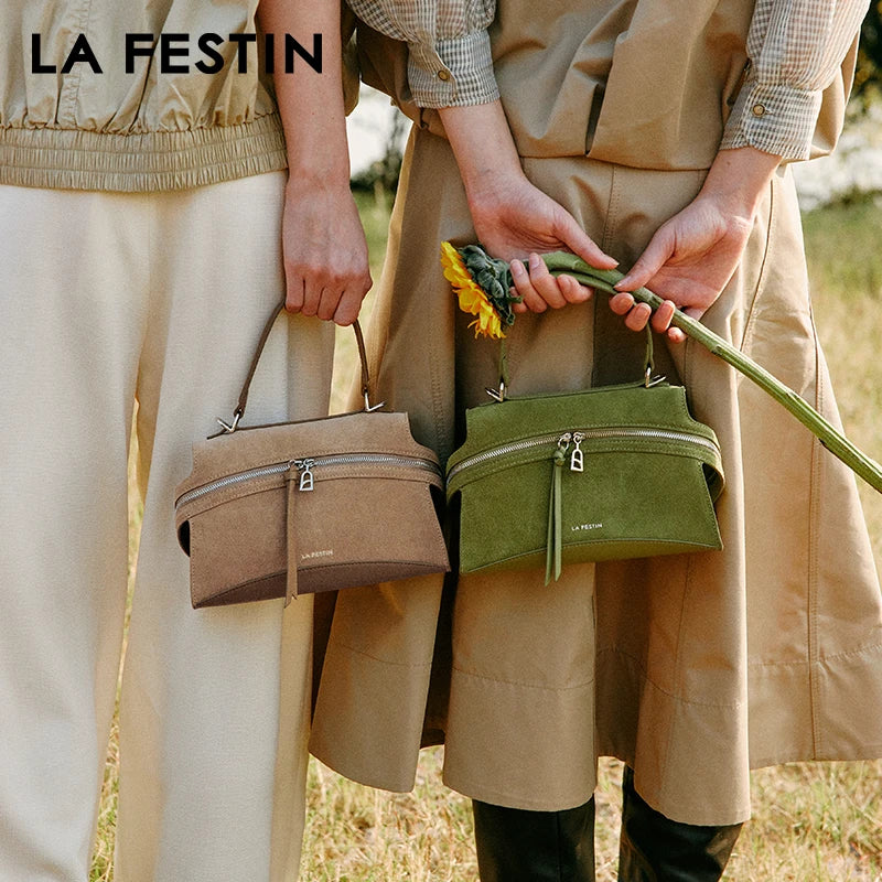 Green Split Leather Shoulder and Crossbody Bag