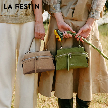 Green Split Leather Shoulder and Crossbody Bag